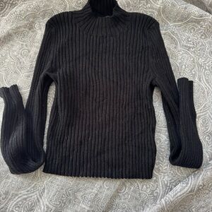 Kendall & Kylie Black Ribbed Turtleneck Sweater